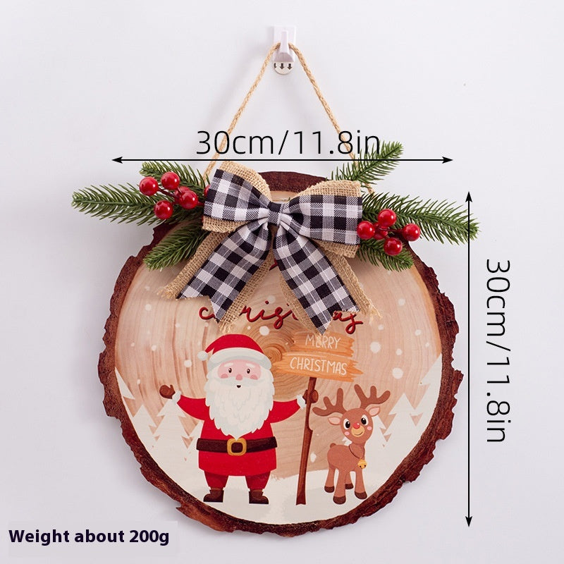 Rustic wooden Christmas hang tag ornament on string