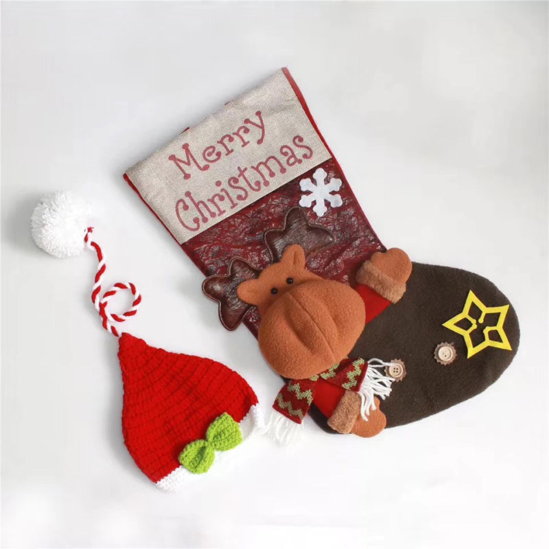 Festive Christmas sleeping bag with colorful holiday sock motifs for baby