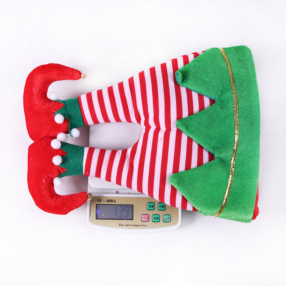 Stack of red and green Christmas hats for holiday gifting
