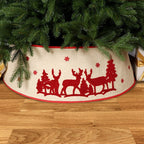 Linen tree skirt with elk design packed or folded for storage