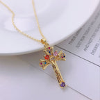 Elegant copper chain necklace with vintage cross pendant for devotion