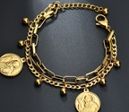 Jesus Head pendant on stainless steel electroplated bracelet, religious accessory