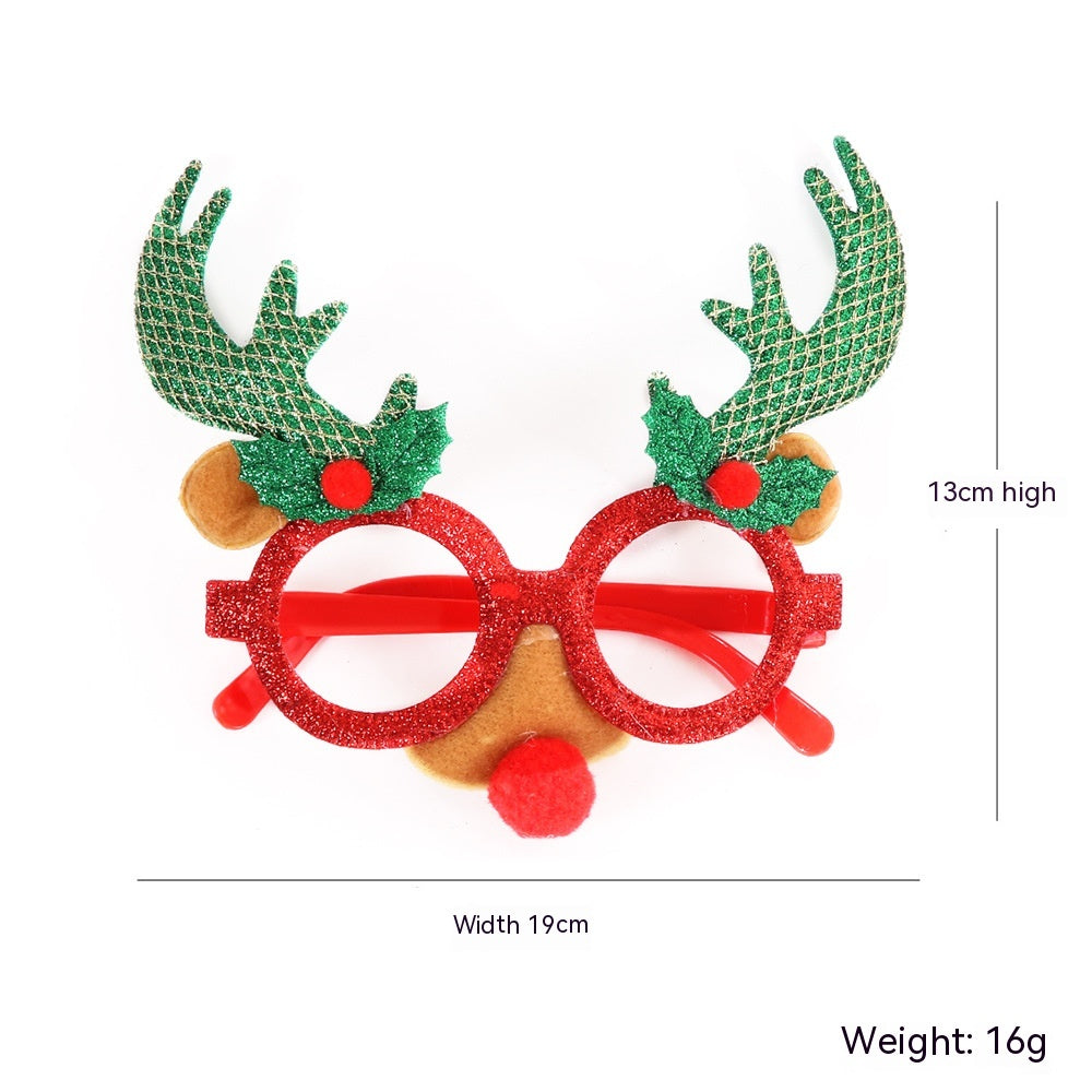 Festive Christmas Deer Antler Glasses Frame - Holiday Party Secondary image