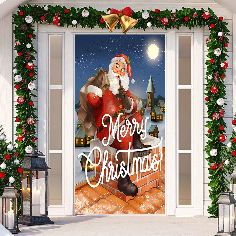 Festive Christmas tapestry ready to hang on doorway celebration