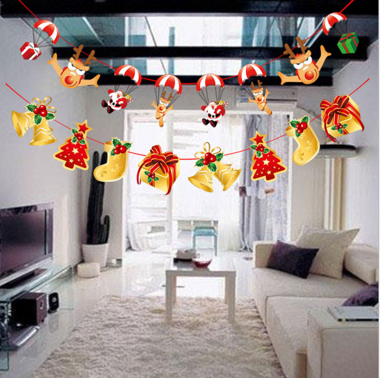 Festive Christmas cartoon hanging flag for Christian home decor Main image