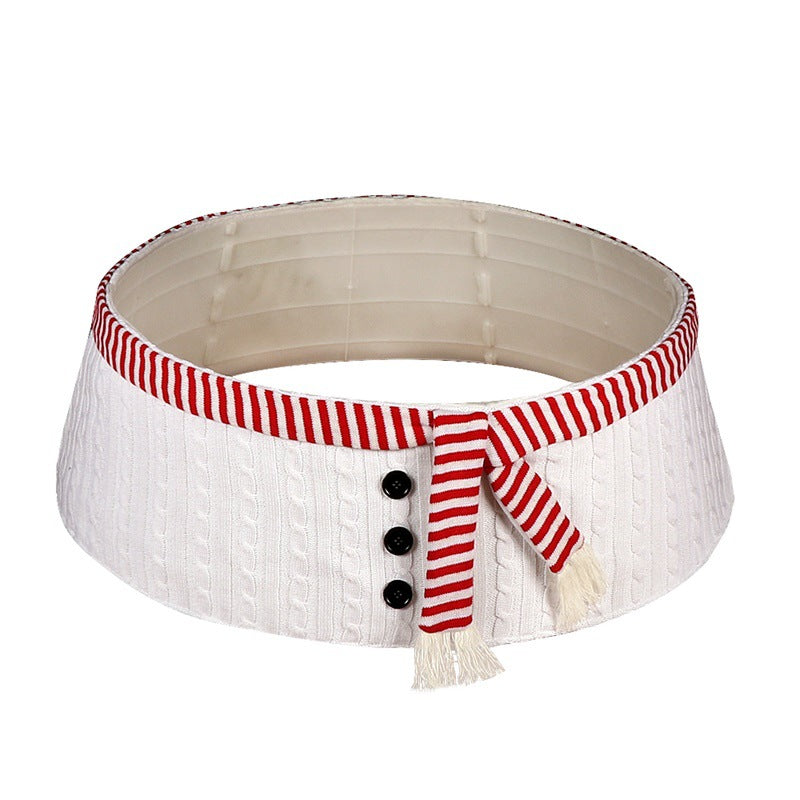 White tree skirt with beaded edge for Christmas tree base decor Main image