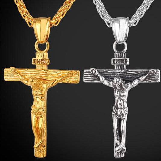 Vintage cross pendant necklace on clavicle chain for Easter faith gifting