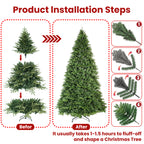Full green artificial Christmas tree ready for ornaments and family holiday traditions