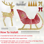 Christmas sleigh decoration with bow details and warm lighting