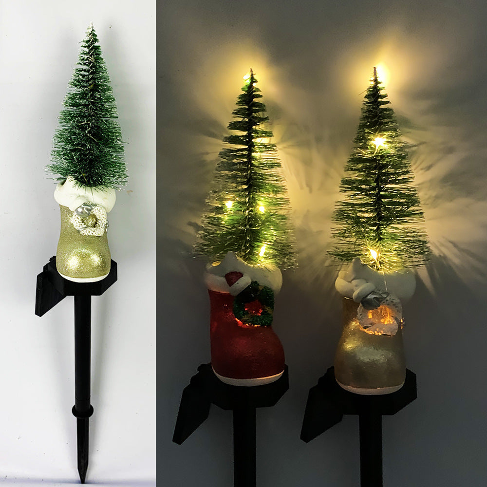 Outdoor Christmas yard lamp with glowing light effect