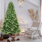 Beautiful green Christmas tree with branches ready for holiday decoration