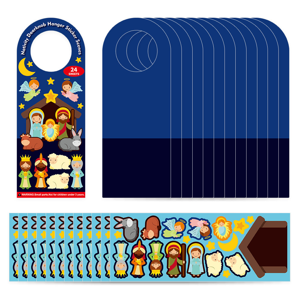 12 Christmas story stickers featuring nativity figures for creative play