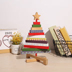 Christmas building block decoration in spray paint finish on wooden surface