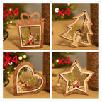 Set of wooden cabin pendants for Christmas