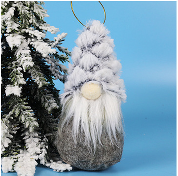 Grey plush Christmas figure for vintage holiday decoration