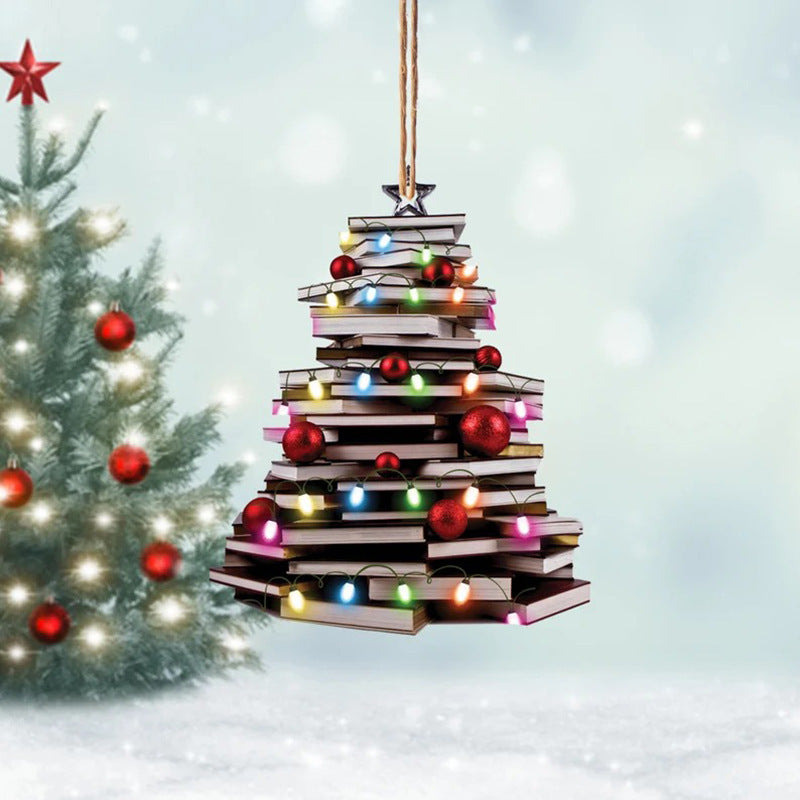 Acrylic Christmas tree pendant ornament showing modern art design in clear acrylic material Main image