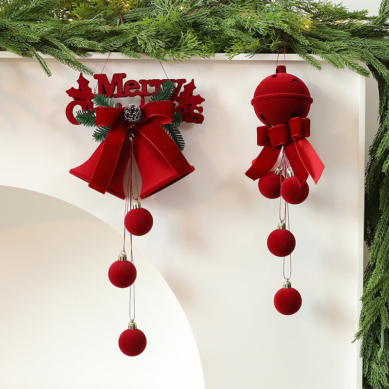 Christmas bell pendant ornament with ribbon for hanging on tree