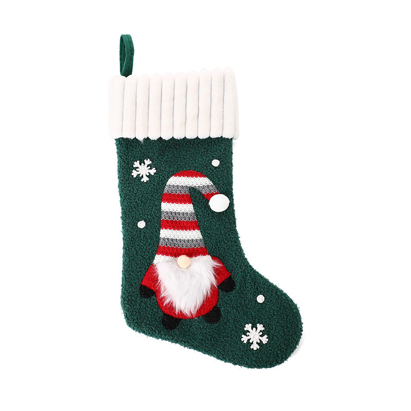 Set of embroidered Christmas stockings for holiday gift presentation