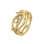 Gold crown of thorns ring displayed on white background for clarity