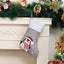Gray embroidered Christmas stocking with bear design for holiday decor