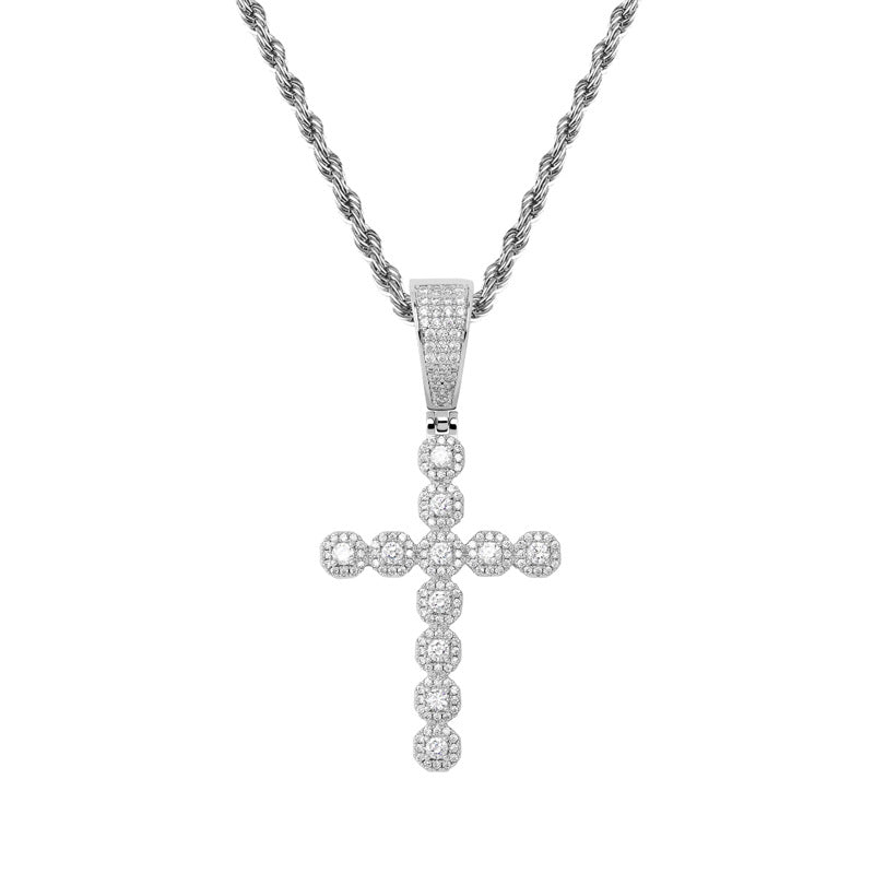 Retro Cross Pendant with Zircon - Unisex Necklace Secondary image