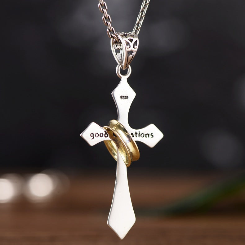 Sterling silver Jesus cross pendant with polished finish Main image