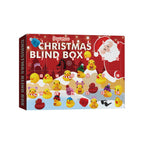 Cute yellow rubber ducks arranged as festive Christmas countdown display