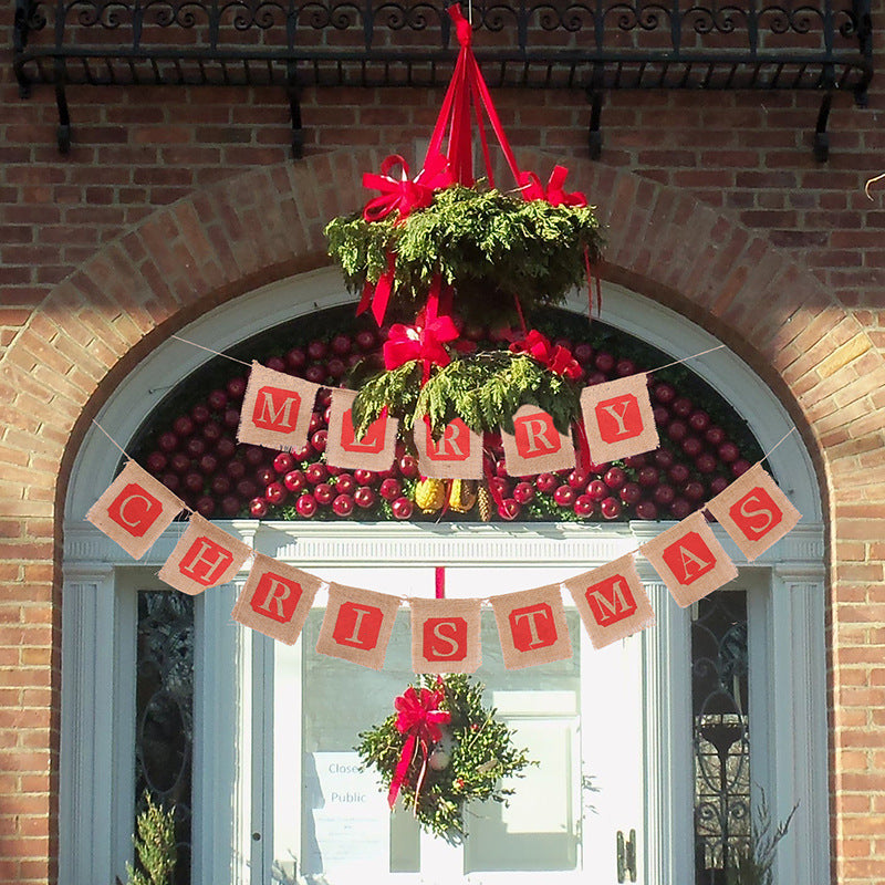 Merry Christmas Burlap Banner Flag Set - Christmas Decoration Secondary image