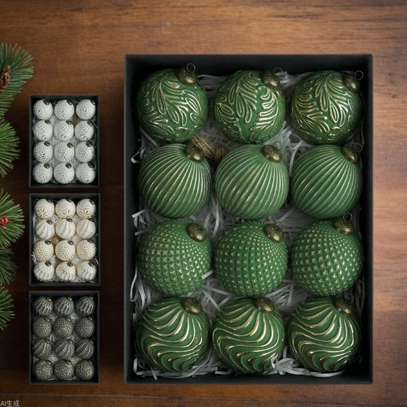 Set of 12 antique finish Christmas ball ornaments for holiday decorating
