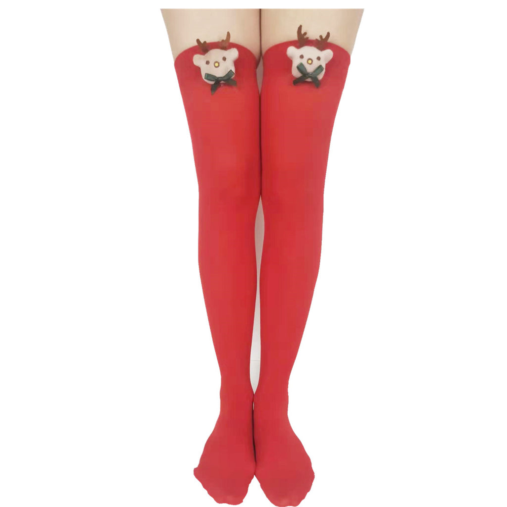 Set of Christmas striped socks with multiple festive accessory designs