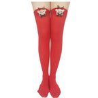 Set of Christmas striped socks with multiple festive accessory designs