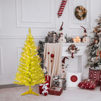 Pre-lit golden Christmas tree with warm lights creating cozy Christmas atmosphere and faith-inspired decor
