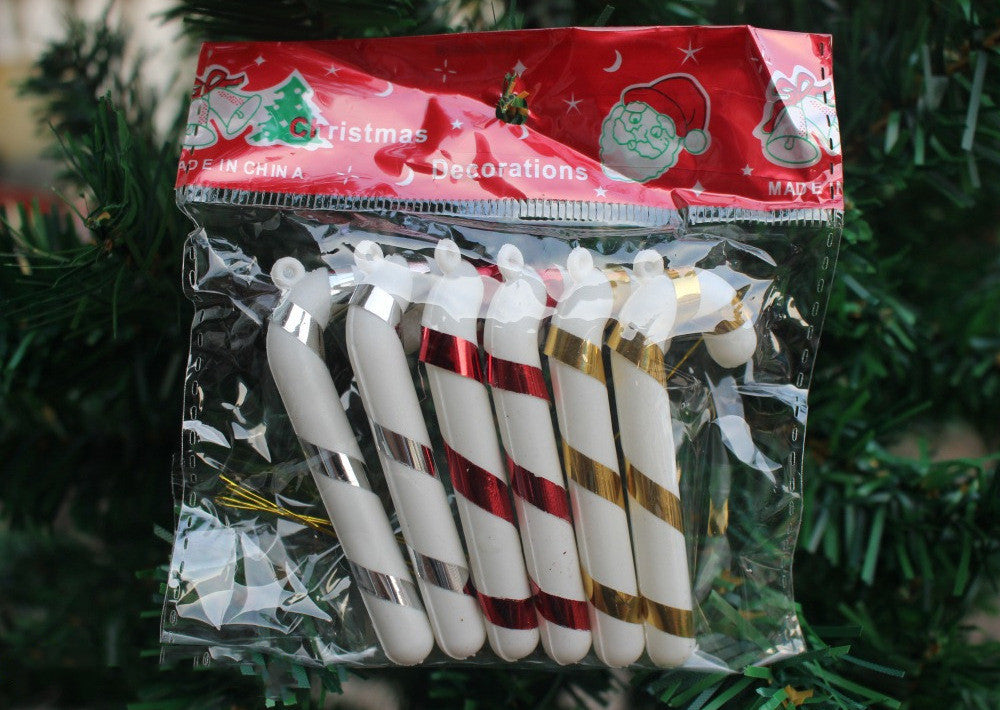 Multicolor Christmas Candy Cane Ornaments - 6 Pack Secondary image