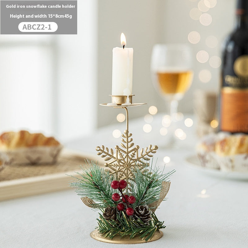 Golden wrought iron candlestick with star detail close-up