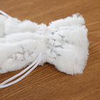 Snowflake sequin Christmas wine bottle cover in soft fleece with sparkling details