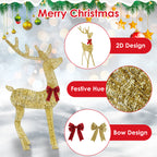 Lighted reindeer and sleigh Christmas display with warm LED lights