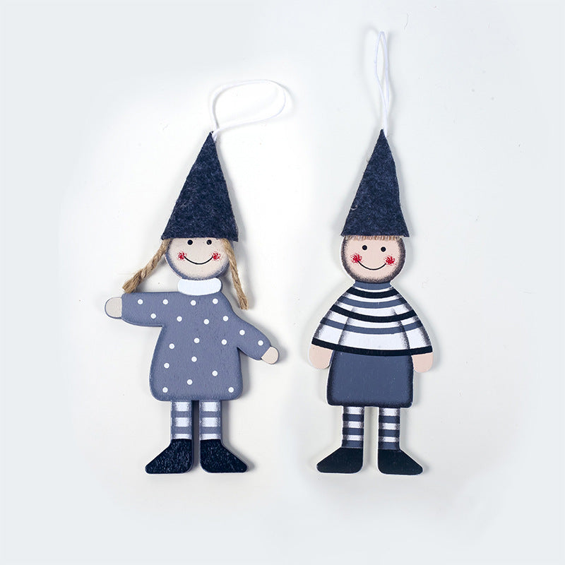 Wooden Christmas pendant with girl design for holiday tree
