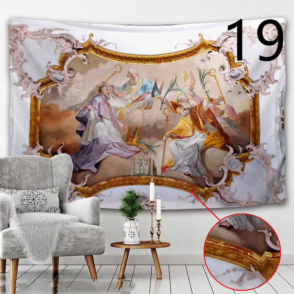 Christian devotional wall tapestry with elegant printed design