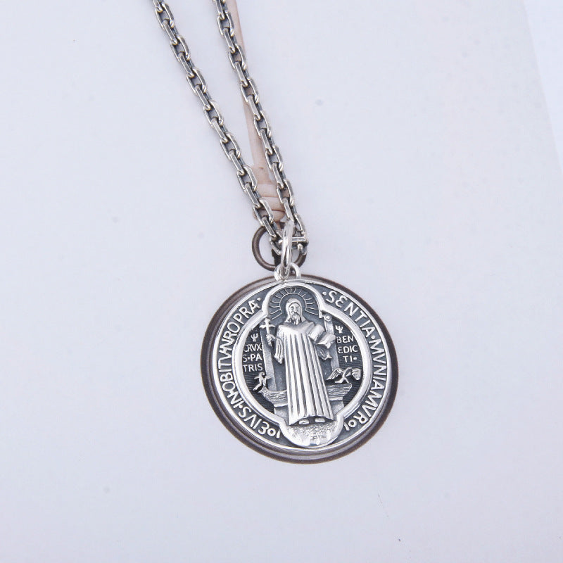 Vintage S925 Sterling Silver Jesus Cross Pendant with vintage detailing and classic silhouette Main image