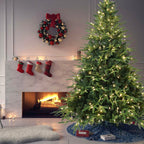 Close-up of green PVC branches with built-in string lights