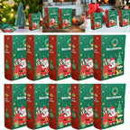 Set of 10 green storybook candy boxes arranged on festive table