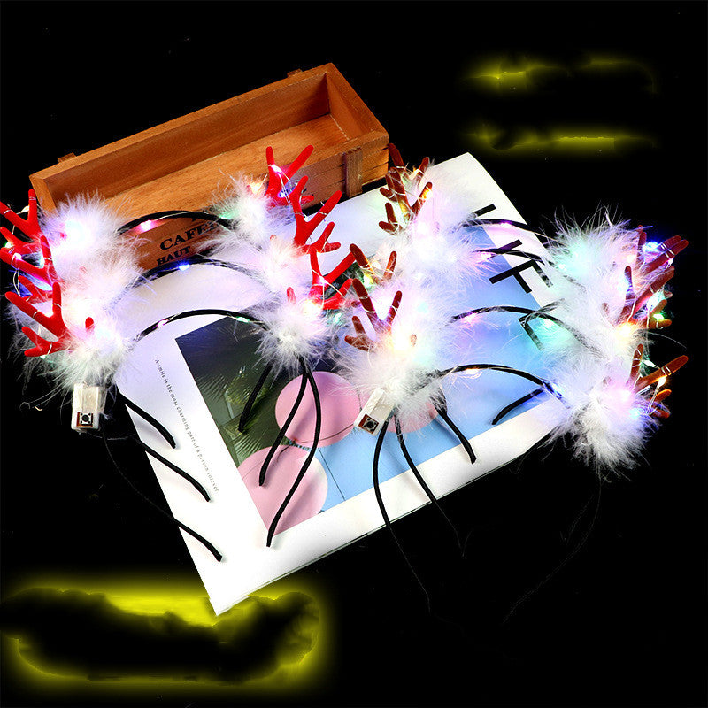 Colorful glowing antlers headband perfect for Christmas holiday decorations