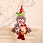 A close-up view of festive foam fabric doll craftsmanship for Christmas decorating