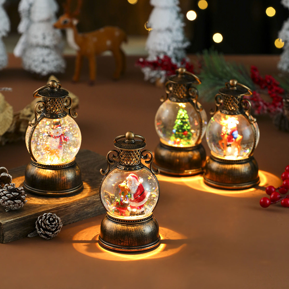 Christmas light resin ornament for tree or mantle display