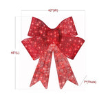 Red satin bowknot with soft illumination for door or mantel display