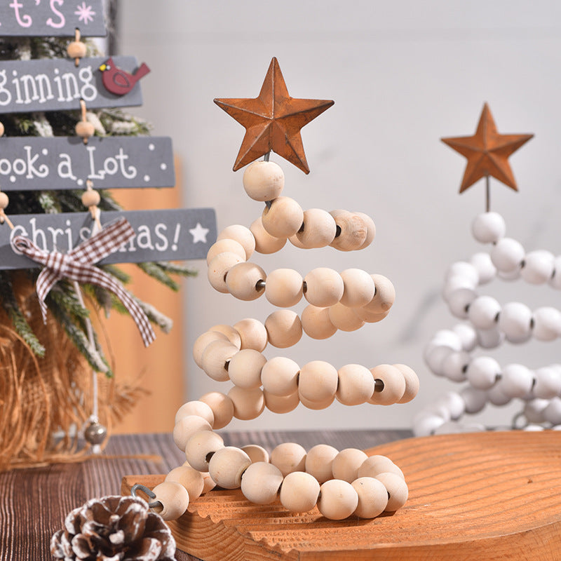 Set of creative wooden Christmas ornaments displayed together