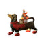 Sausage dog Christmas resin figurine featuring festive holiday design