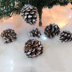 Christmas tree decorated with pine cone ornaments and golden lights