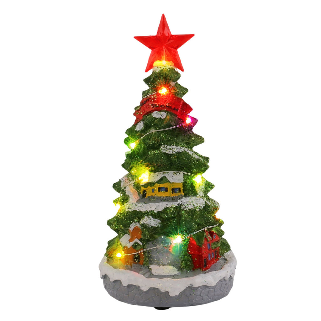 Light-up Christmas tree music box ornament for Christian holiday decor