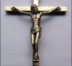 Close-up view of intricate crucifix design with religious symbolism - Devotional Necklace